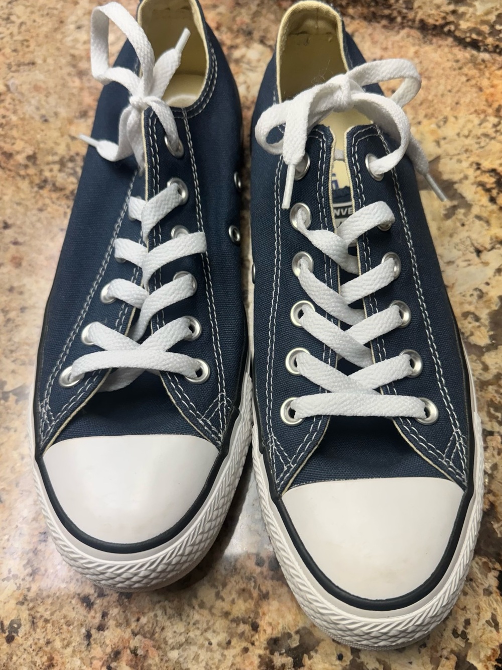Classic Low-Top Navy Canvas Sneakers with White Laces